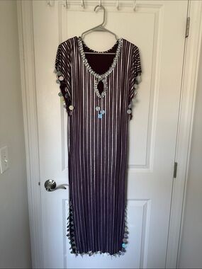 Embellished Purple Striped Maxi belly dancing Dress